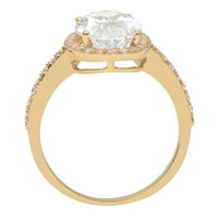 2. CT sjajan ovalni rez simulirani dijamant 14k žuti zlatni pasijans sa accentima prsten sz 5.25
