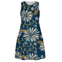 Ljetne haljine za prodaju za žene za žene bez rukava za tisak cvjetni uzorak Okrugli vrat Maxi Loose