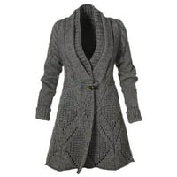 Labakihah zimski kaputi za žene Ženski V-izrez Slim dugih rukava pletene kardigan jakna vrhova siva