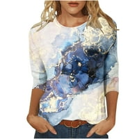 Ženski vrhovi Ležerne ljeto Redovno redovito ispisane kratke majice za kratke majice na vratu Dame Slim