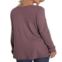 Amart ženske vafle pletene pune boje labave bluza s dugim rukavima