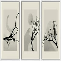 PIXONSINIGN PLAMED CANVAS Print Wall Art Set Tree Silhouette Pustinjska pejzažna priroda Cvjetne ilustracije