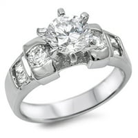 Vaša boja bijela CZ Unizirani vjenčani prsten. Sterling srebrni bend nakit ženske veličine 6