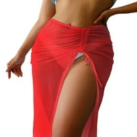 FIOMVA Ženska plaža Bikini Pokrijte omotač Scarf Mid-Duljina suknja Čvrsta vučnica Slit kupaći kostir