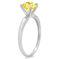 0,5ct okrugli rez žuta simulirana dijamantska 18k bijela zlatna godišnjica za angažiranje prstena veličine 6.25