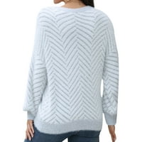 Ženske pruge print ubodeti klicen od pletiva dugih rukava pulover džemper vrhovi