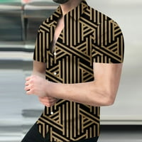 Vivianyo HD muški ljetni kratki rukav na vrhu čišćenja muškaraca geometrija stand-up košulja na košulju