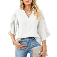 Dyegold bluze za žene Dressy casual comfy trendi zapadni tipka V-izrez kratke rukave majice Summer Tunic