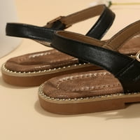 Tenmi dame Sandale Ljetne casual cipele pletena remena ravna sandalna plaža Ženska kopča Lagana crna