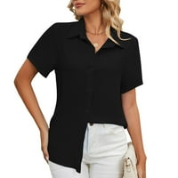 Bluze Fattazi Womens plus veličine vrhovi T-majice kratki rukav casual Popularni modni tee vrhovi džepni
