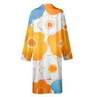 Haljine za žene scoop vrat Ležerne prilike tiskane srednje dužine Ljetna haljina s dugim rukavima narančasta