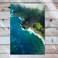 Ocean Island Havajski platno Zidno umetničko umetničko delo drvene okvir Pali obala Kauai Island Hawaiian
