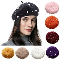 Sretan datum beretka biserna šešir francuski stil Beanie kapa solidne boje zimskog šešira za žene i