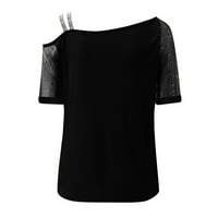 PXIAKGY T majice za žene Žene tiskane na ramenu GLITTER kratkih rukava majica bluza za bluzu ženske