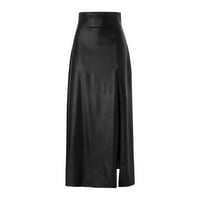 Simu Crna suknja za ženske žene Nova koža odjeća High Split Nepravilna kožna suknja za žene plus veličinu