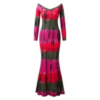 Iopqo Maxi haljine za žene Žene s dugim rukavima Elegantna večernja haljina Print Crckstring Ležerne