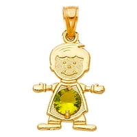 14k žuto zlatni dečko kolovoz rođendan 12x Privjesak ogrlica nakit pokloni za žene