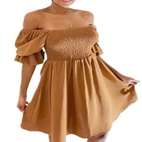 CAITZR Ljetne haljine za žene Square vrat puff rukave nasipljeni grudni kose casual babydoll mini a-line