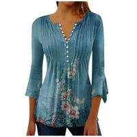Dianli Fashion Bell rukav ženski vrhovi cvjetni print okrugli vrat bluza za bluzu ljetnog pulover slatkog