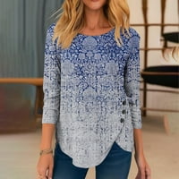APEPAL ženska pamučna majica s dugim rukavima Lagana crewneck tee pulover bluza plavi xl