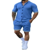 Capreze duks za muškarce Ljeto odijelo kratki rukav čvrsti kolor trenerka za trenerku set svijetlo plava