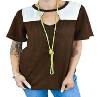 Capreze ženske majice od vafle udobne čvrste boje Top seksi izrezani bluza Boja blok vrhovi kafe xl