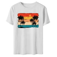 DahAx ženska ljetna casual majica Trendy Element plaže Print okrugli vrat Kratki rukav Top bluze Holiday