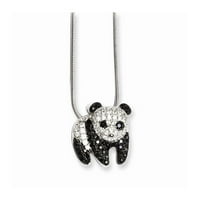 Rodijum-pozlaćena CZ sjajna ženska ogrlica panda u srebru sterlinga