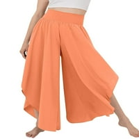 Paille žene Palazzo pantske hlače hlače s prorezom pantalone bahake bagene dnevne nošenje narandžasti