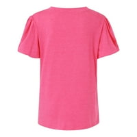 B91XZ Womens Workout Tops Novo ženska majica V izrez Ljetni rukavac Dekorativni casual vrhovi vruće