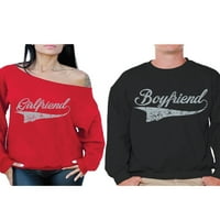 Newkward Styles Dečko i djevojka par Dukseri vintage džemperi za parove djevojke s ramena dukserice