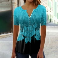 Charella Ženska bluza za bluze Pulover Ležerne prilike za okrugli vrat Labavi majica kratkih rukava