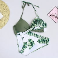 Bikini Ženski podstavljeni push-up grudnjaka set kupaći odijelo za plažu za plažu zelene 2xl kupaće