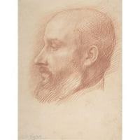Alphonse Legros Black Moderni uokvireni muzejski umjetnički ispis pod nazivom - proučavanje glave muškarca