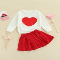 TODDLER Baby Girl Valentinovo odijelo dugih rukava Ljubavna majica za srce Naplaćene tutuačke suknje