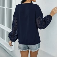 Kratki rukav V-izrez čvrsti pulover labavi bluze Ženske vježbe Top tamno plave veličine S