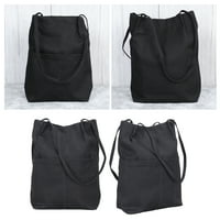 Platnena torba crna torba casual canvas torbica Veliki kapacitet jednostavne torbe za rame Žena Kupovina