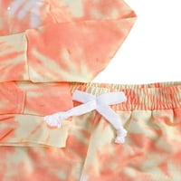Xiaoluokaixin Little Girls Tie-Dye duksevi dugih rukava Top + Hlače Set odjeće