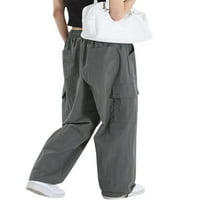 Žene povremene teretne hlače, čvrste boje elastične male struke modne labave pantalone sa bočnim džepovima