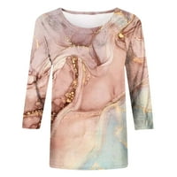 Hoksml slatke vrhove za žene, ženska modna tiskana labava majica rukava bluza okrugli vrat casual tops