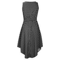 Haljine za žensko čišćenje bez rukava okruglo haljina uzorak uzorak za vrat CREW CALL CLUME za žene plus veličine srednje-telesne haljine, crna, s