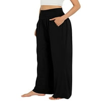 Youweixiong ženske ležerne pune boje elastične visoke struk široke noge labave hlače pantalone