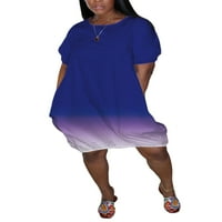 Bomotoo Plus veličine gradijentna haljina ženska, casual ljetna majica haljina labava kratka rukava