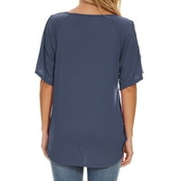 Majice za žene plus veličine casual s ramena čipke Redovno uklapanje kratkih rukava V Vreće majice mornarice