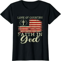 Ljubav prema državi Vjera u Bogu Patriotsku četvrtu majicu 4. jula za žene Grafički casual kratkih rukava s kratkim rukavima Crni tee