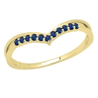 DazzlingRock kolekcija okrugla plavi safir Chevron za vjenčanje za žene u 14k žuto zlato, veličine 7.5