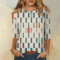 Ženska modna casual Three Quarter rukava Print TOP BLOUSE TOP bluza, Khaki, S, 95% poliester, 5% Spandex