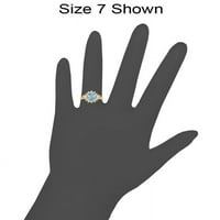 14k žuto zlato, elegantan ovalni ukrasni prsten klastera aqua cz marka sintetički porotnik veličine