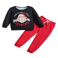 Little Boys Božić za odmor Outfits Odjeća 3T 4T 5T 6T 7T Dječji dječaci s dugim rukavima Slovo Santa