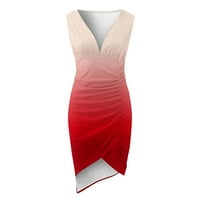 Haljine za žene s dugim rukavima cvjetna srednja dužina sunčanica V-izrez crvena xl